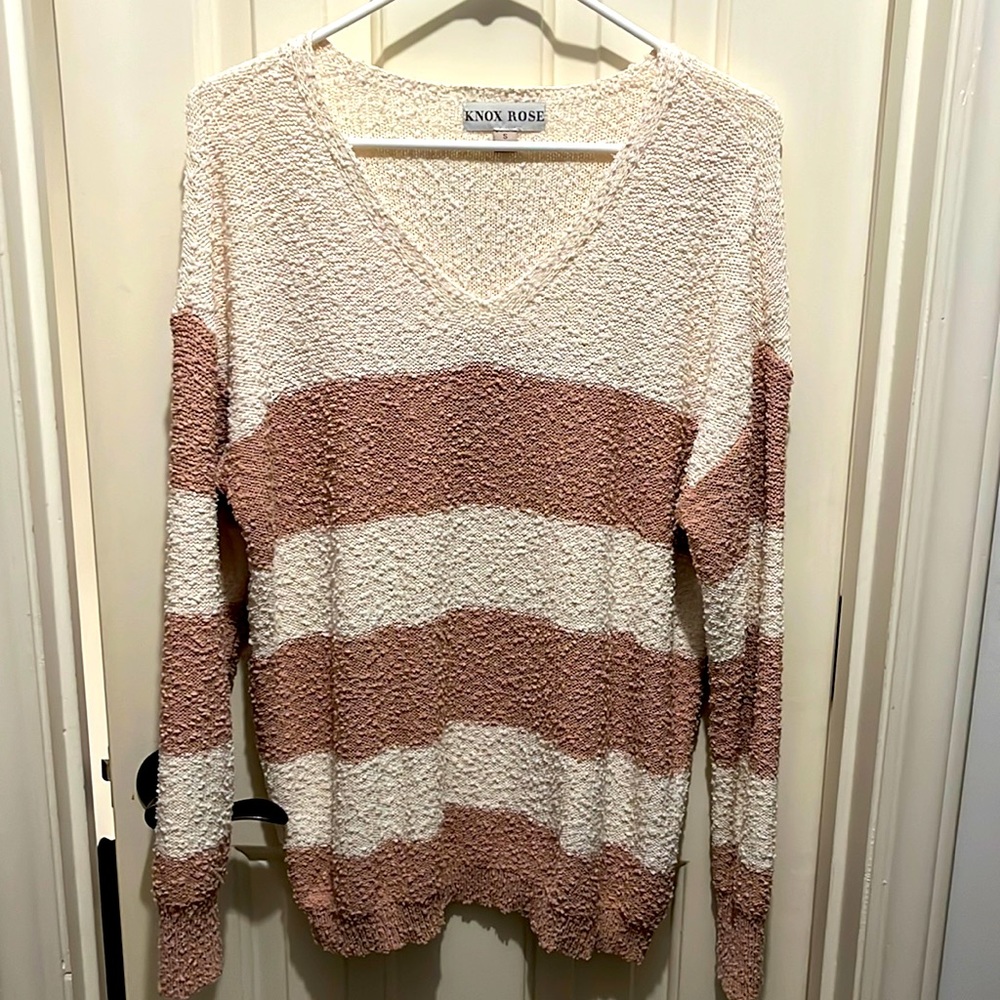 NWOT Knox Rose pink and white striped sweater